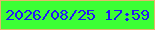 文字の大きさ：1、枠の色：e4b76b、背景の色：3cff35、文字の色：2117f7 無料ブログパーツのブログ時計