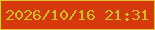 文字の大きさ：5、枠の色：e4c238、背景の色：d6390e、文字の色：ccc027 無料ブログパーツのブログ時計