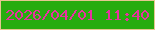 文字の大きさ：2、枠の色：e4c790、背景の色：26ac0f、文字の色：e731a0 無料ブログパーツのブログ時計