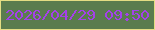 文字の大きさ：2、枠の色：e4dd83、背景の色：5a7c4e、文字の色：a441ea 無料ブログパーツのブログ時計
