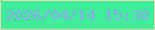文字の大きさ：4、枠の色：e4ddb1、背景の色：3fed9b、文字の色：8ea8f6 無料ブログパーツのブログ時計