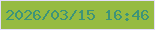 文字の大きさ：2、枠の色：e4ddfd、背景の色：96bb42、文字の色：3d9479 無料ブログパーツのブログ時計