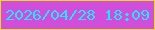文字の大きさ：2、枠の色：e4de12、背景の色：d14edd、文字の色：23e6fe 無料ブログパーツのブログ時計