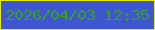 文字の大きさ：1、枠の色：e4ee00、背景の色：4055d2、文字の色：37a022 無料ブログパーツのブログ時計