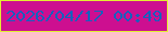文字の大きさ：1、枠の色：e4ee32、背景の色：cd0f90、文字の色：1760bd 無料ブログパーツのブログ時計