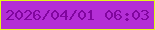 文字の大きさ：4、枠の色：e4fa18、背景の色：b42ed6、文字の色：81059f 無料ブログパーツのブログ時計