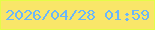 文字の大きさ：5、枠の色：e4fc48、背景の色：f9e669、文字の色：6bb6f9 無料ブログパーツのブログ時計