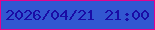 文字の大きさ：5、枠の色：e5028d、背景の色：3257d1、文字の色：1a0ca6 無料ブログパーツのブログ時計