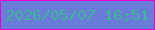 文字の大きさ：5、枠の色：e502d2、背景の色：697dd8、文字の色：3ab694 無料ブログパーツのブログ時計