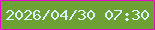 文字の大きさ：4、枠の色：e508ca、背景の色：6da035、文字の色：d7f2fb 無料ブログパーツのブログ時計
