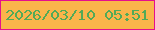 文字の大きさ：2、枠の色：e50e8d、背景の色：fab44b、文字の色：52aa57 無料ブログパーツのブログ時計