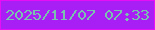 文字の大きさ：1、枠の色：e50ef6、背景の色：a71ff4、文字の色：7ac2af 無料ブログパーツのブログ時計