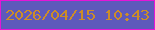 文字の大きさ：4、枠の色：e515d7、背景の色：5e59bb、文字の色：cc8d28 無料ブログパーツのブログ時計