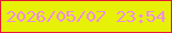 文字の大きさ：5、枠の色：e51837、背景の色：e7f107、文字の色：ec8ee0 無料ブログパーツのブログ時計