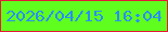 文字の大きさ：2、枠の色：e51938、背景の色：5ffe1e、文字の色：2790f9 無料ブログパーツのブログ時計