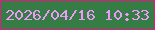 文字の大きさ：2、枠の色：e51985、背景の色：357d44、文字の色：ee99f9 無料ブログパーツのブログ時計