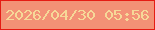 文字の大きさ：1、枠の色：e51c14、背景の色：f39176、文字の色：f6d898 無料ブログパーツのブログ時計