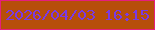 文字の大きさ：3、枠の色：e51e7d、背景の色：b74e0a、文字の色：7a3ae5 無料ブログパーツのブログ時計