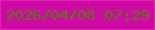 文字の大きさ：4、枠の色：e51fb5、背景の色：ce0aa5、文字の色：627513 無料ブログパーツのブログ時計