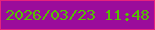 文字の大きさ：1、枠の色：e5237d、背景の色：9b0c9b、文字の色：55c101 無料ブログパーツのブログ時計