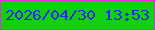 文字の大きさ：1、枠の色：e52bdd、背景の色：14cf0d、文字の色：2828f1 無料ブログパーツのブログ時計
