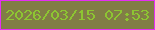 文字の大きさ：2、枠の色：e52ef4、背景の色：817d46、文字の色：8dc532 無料ブログパーツのブログ時計