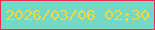 文字の大きさ：3、枠の色：e5304a、背景の色：77d7c5、文字の色：f8d93d 無料ブログパーツのブログ時計