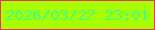 文字の大きさ：5、枠の色：e53468、背景の色：a9fd03、文字の色：40ff83 無料ブログパーツのブログ時計