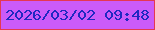 文字の大きさ：1、枠の色：e53851、背景の色：cb5bf8、文字の色：2028c2 無料ブログパーツのブログ時計
