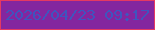 文字の大きさ：4、枠の色：e53962、背景の色：84269f、文字の色：3f55be 無料ブログパーツのブログ時計