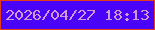 文字の大きさ：1、枠の色：e53d15、背景の色：4903f9、文字の色：d698d5 無料ブログパーツのブログ時計