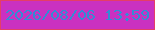 文字の大きさ：4、枠の色：e53e67、背景の色：ca31c1、文字の色：338cd4 無料ブログパーツのブログ時計