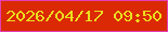 文字の大きさ：5、枠の色：e53eb7、背景の色：db2905、文字の色：ebde1f 無料ブログパーツのブログ時計
