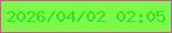 文字の大きさ：5、枠の色：e543ab、背景の色：7bf94b、文字の色：35e11e 無料ブログパーツのブログ時計