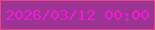 文字の大きさ：2、枠の色：e54484、背景の色：9b3493、文字の色：f018d3 無料ブログパーツのブログ時計