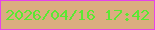 文字の大きさ：5、枠の色：e544e9、背景の色：dbad80、文字の色：5ae932 無料ブログパーツのブログ時計