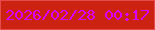 文字の大きさ：2、枠の色：e54b4a、背景の色：cc2211、文字の色：dd00fe 無料ブログパーツのブログ時計