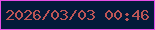 文字の大きさ：1、枠の色：e54ee6、背景の色：031a39、文字の色：bc5556 無料ブログパーツのブログ時計