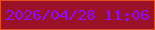 文字の大きさ：2、枠の色：e54f1e、背景の色：9a1128、文字の色：8c0aff 無料ブログパーツのブログ時計