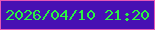 文字の大きさ：2、枠の色：e557b7、背景の色：4710b3、文字の色：29f342 無料ブログパーツのブログ時計