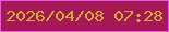 文字の大きさ：4、枠の色：e557f2、背景の色：a61855、文字の色：cdb02d 無料ブログパーツのブログ時計