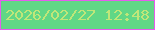 文字の大きさ：2、枠の色：e55cec、背景の色：61d786、文字の色：c0e679 無料ブログパーツのブログ時計