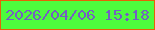 文字の大きさ：3、枠の色：e56106、背景の色：4dfb3d、文字の色：745fc2 無料ブログパーツのブログ時計