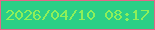 文字の大きさ：1、枠の色：e56689、背景の色：2bcf86、文字の色：8eef5a 無料ブログパーツのブログ時計