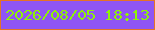 文字の大きさ：3、枠の色：e57325、背景の色：8f55f4、文字の色：8df306 無料ブログパーツのブログ時計