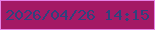 文字の大きさ：5、枠の色：e583e6、背景の色：a41965、文字の色：30427d 無料ブログパーツのブログ時計