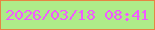 文字の大きさ：1、枠の色：e58543、背景の色：aeeb89、文字の色：f15aff 無料ブログパーツのブログ時計