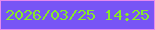 文字の大きさ：1、枠の色：e58aef、背景の色：7855f5、文字の色：86e929 無料ブログパーツのブログ時計
