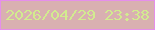 文字の大きさ：5、枠の色：e58eeb、背景の色：d9b0b1、文字の色：d2eb8f 無料ブログパーツのブログ時計