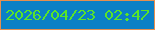 文字の大きさ：2、枠の色：e58f50、背景の色：0b80c6、文字の色：59e429 無料ブログパーツのブログ時計